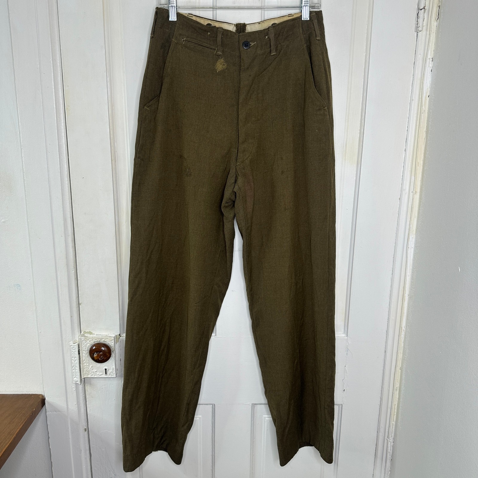 1950’s Wool Military Pants Trousers 55-T-35430-33 Mens Sz 30x32 Green Vtg Army