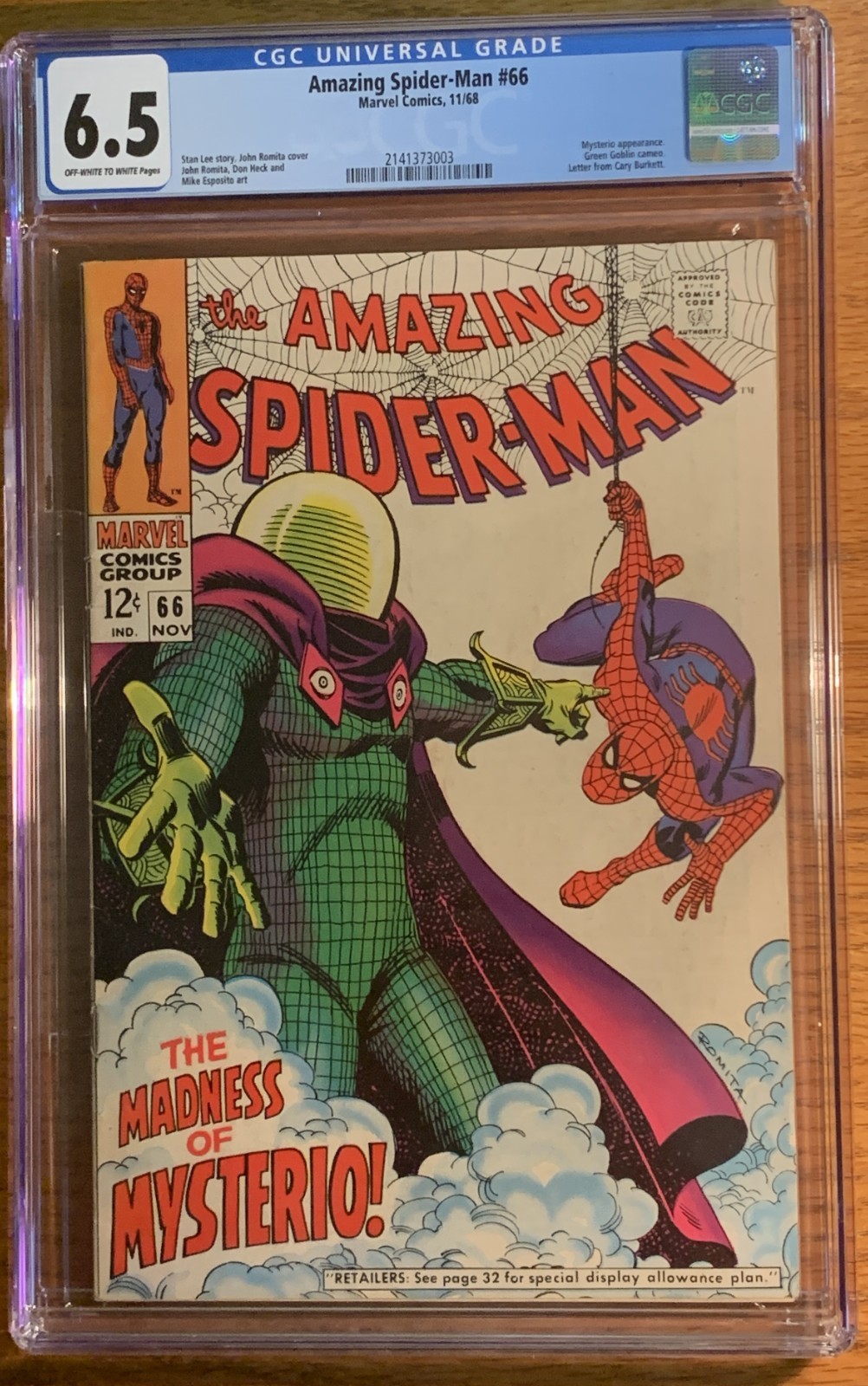 Amazing Spider-Man # 66 (1968) CGC Universal 6.5 OFF-WHITE TO WHITE Pages Amazing Spider-Man # 66 (1968) CGC Universal 6.5 OFF-WHITE TO WHITE Pages