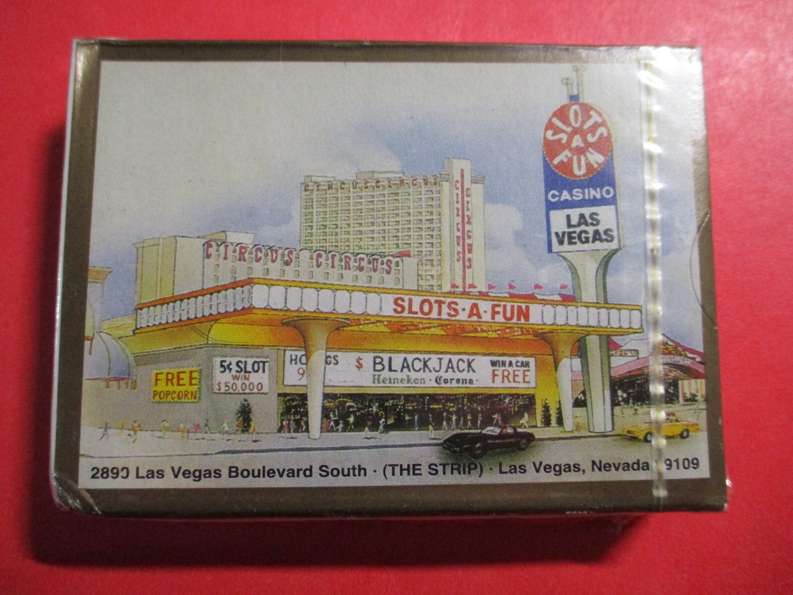 Vtg SLOTS-A-FUN CASINO CIRCUS CIRCUS LAS VEGAS CELLO SEALED PLAYING CARDS NOS
