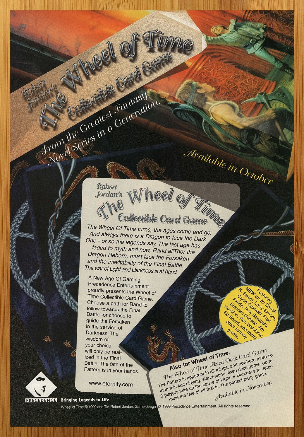 1999 Robert Jordan The Wheel of Time Card Game Print Ad/Poster CCG TCG Promo Art
