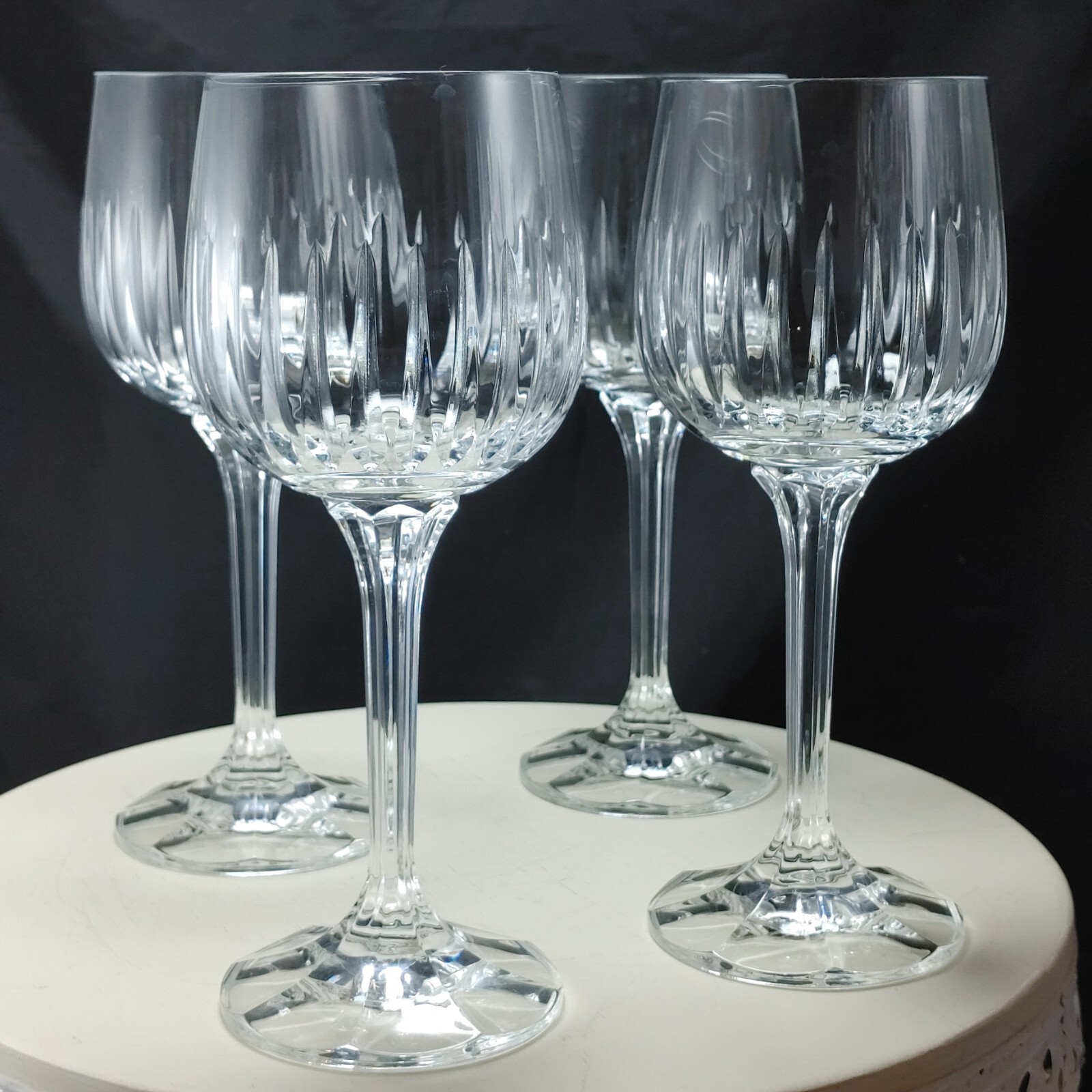 Vtg Schott-Zwiesel \'Westminster\' Wine Glasses Cut Crystal Set of Four 6-3/8 Inch
