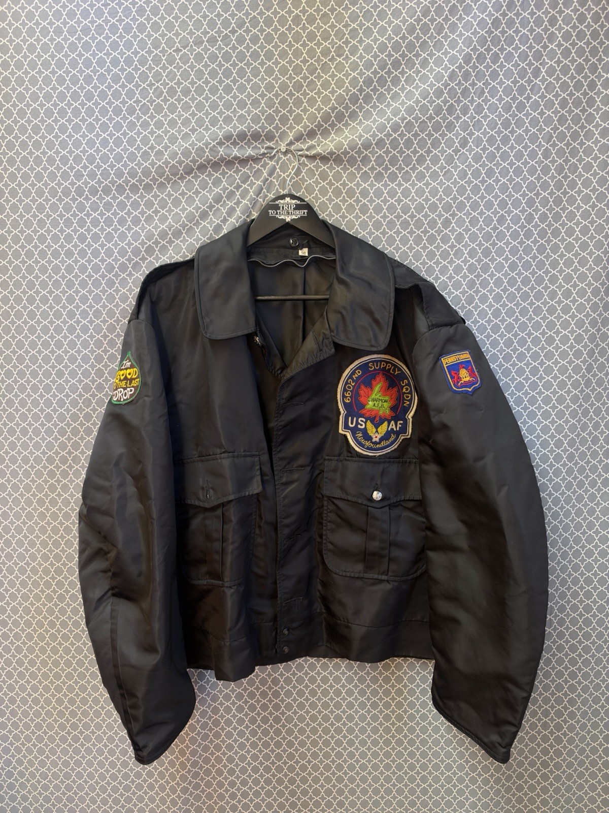Vintage 1950s USAF Harmon AFB 6602nd Jacket with a heavy talon zipper Size XL