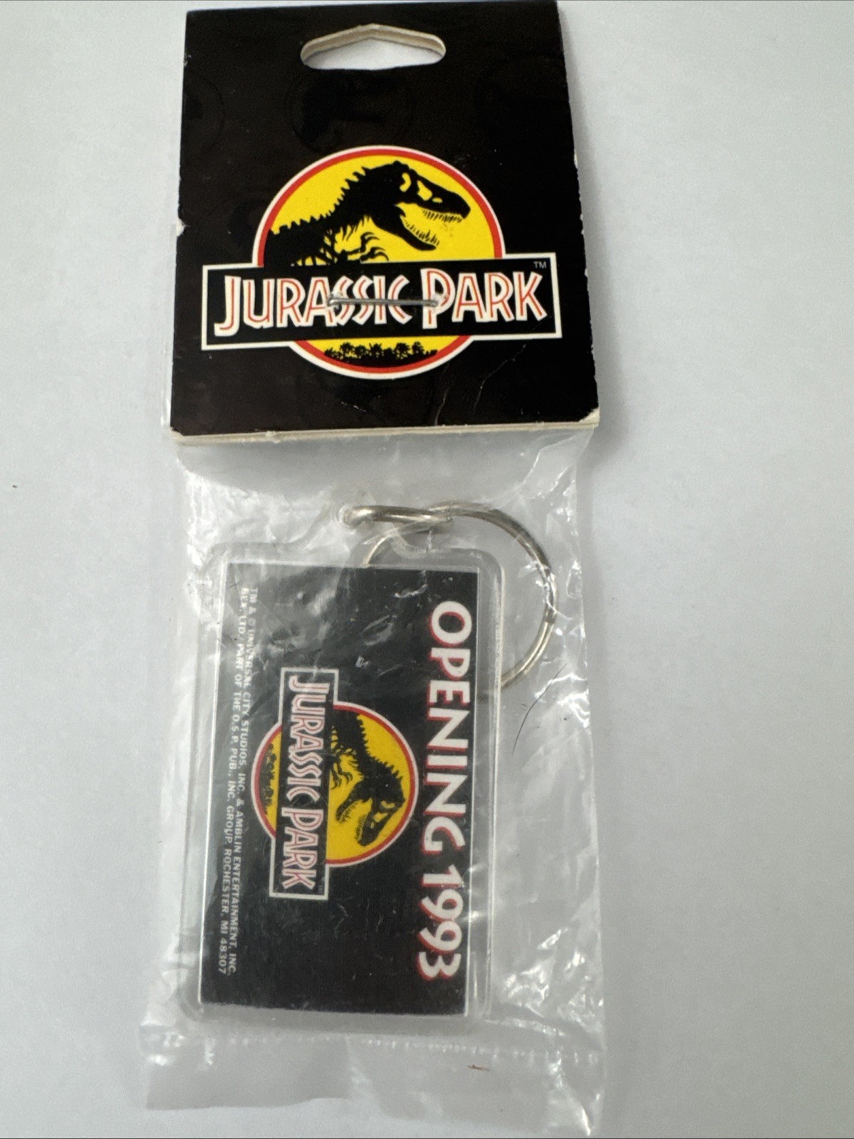1993 Universal City Studios Jurassic Park Opening Keychain New Very Rare HTF 1993 Universal City Studios Jurassic Park Opening Keychain New Very Rare HTF