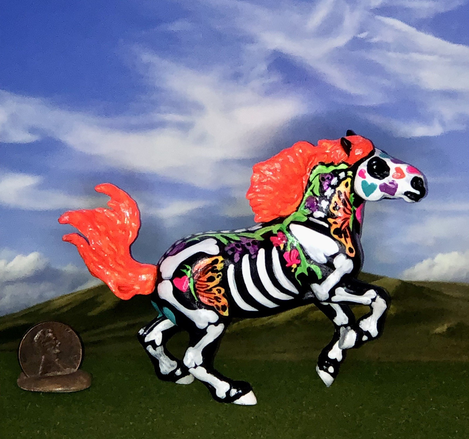 OOAK Breyer cm Custom Stablemate  Horse *Augustas Glossy Sugar Skull *