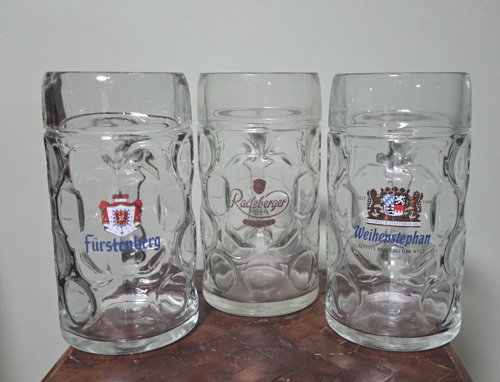 3 Radeberger Furstenberg Weihenstephan Germany Beer Glasses Mugs 1L Oktoberfest 3 Radeberger Furstenberg Weihenstephan Germany Beer Glasses Mugs 1L Oktoberfest