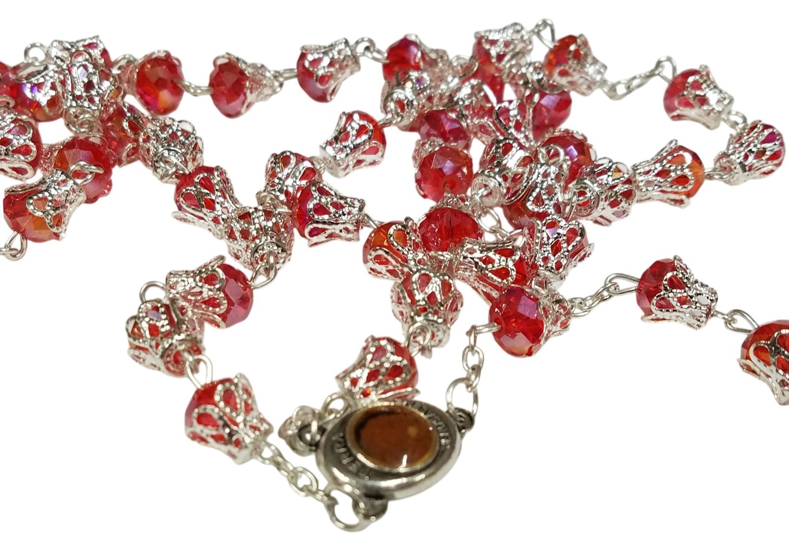 Unique Red Rose Shaped Crystal Rosary