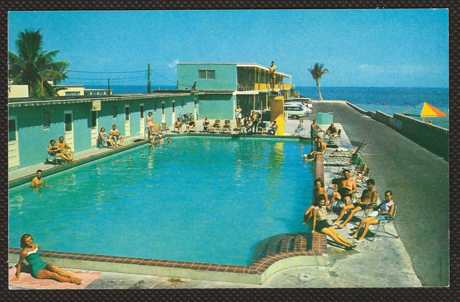 Key West, FL-Florida Sun N Surf Motel Vintage Poolside Scene Postcard Key West, FL-Florida Sun N Surf Motel Vintage Poolside Scene Postcard