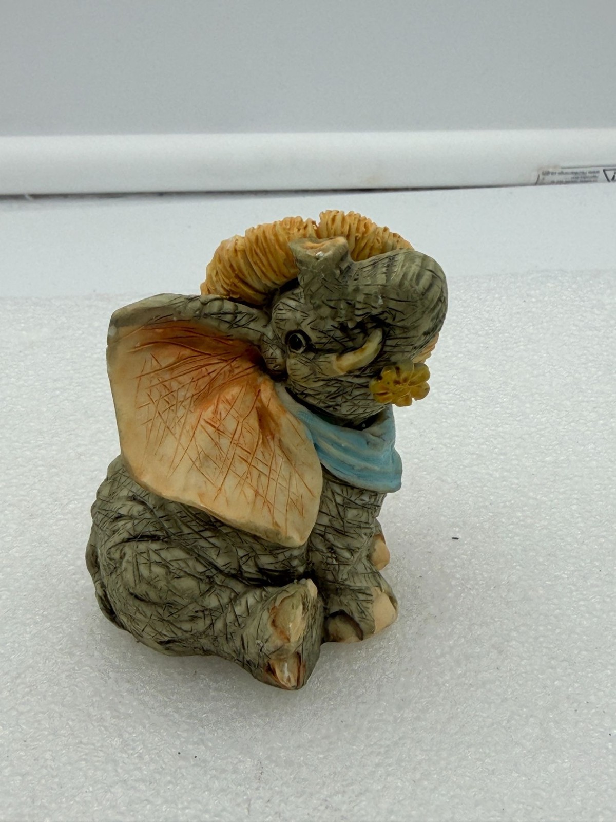 Vintage Elephant in Blue Scarf Figurine 