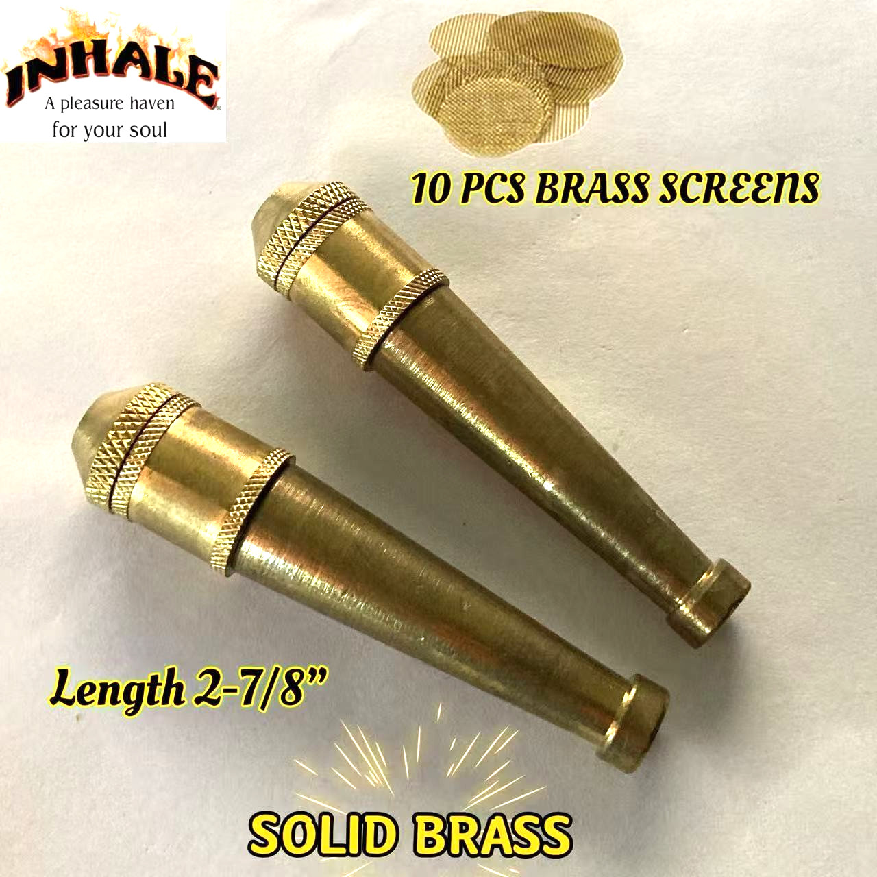 Inhale 2 PCS Solid Brass Sneak A Toke herb tobacco smoking pipe w brass screen