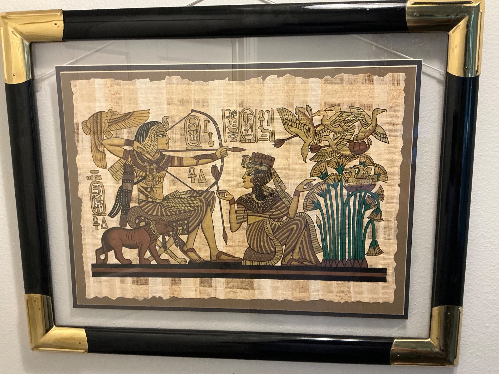 1980s Franklin Mint Egyptian King Tut Papyrus Institute of Cairo Painting + COA 1980s Franklin Mint Egyptian King Tut Papyrus Institute of Cairo Painting + COA
