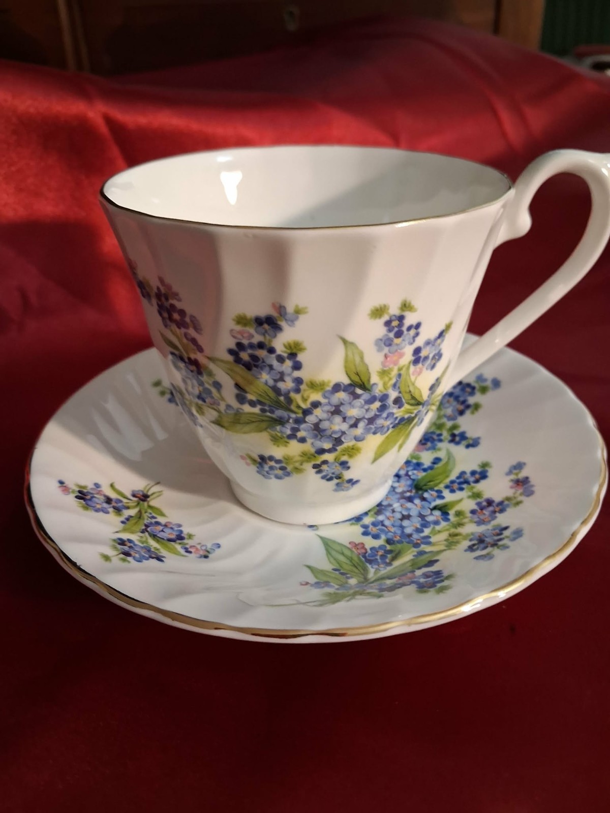 Vintage Royal Sutherland HM England Blue Forget-Me-Not Cup/Saucer