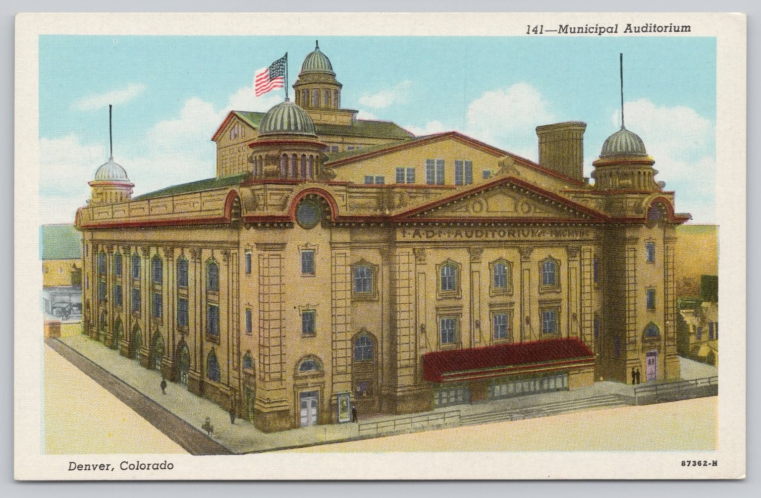 Denver, CO Municipal Auditorium Linen Postcard - 1930s-40s Sanborn Souvenir Denver, CO Municipal Auditorium Linen Postcard - 1930s-40s Sanborn Souvenir