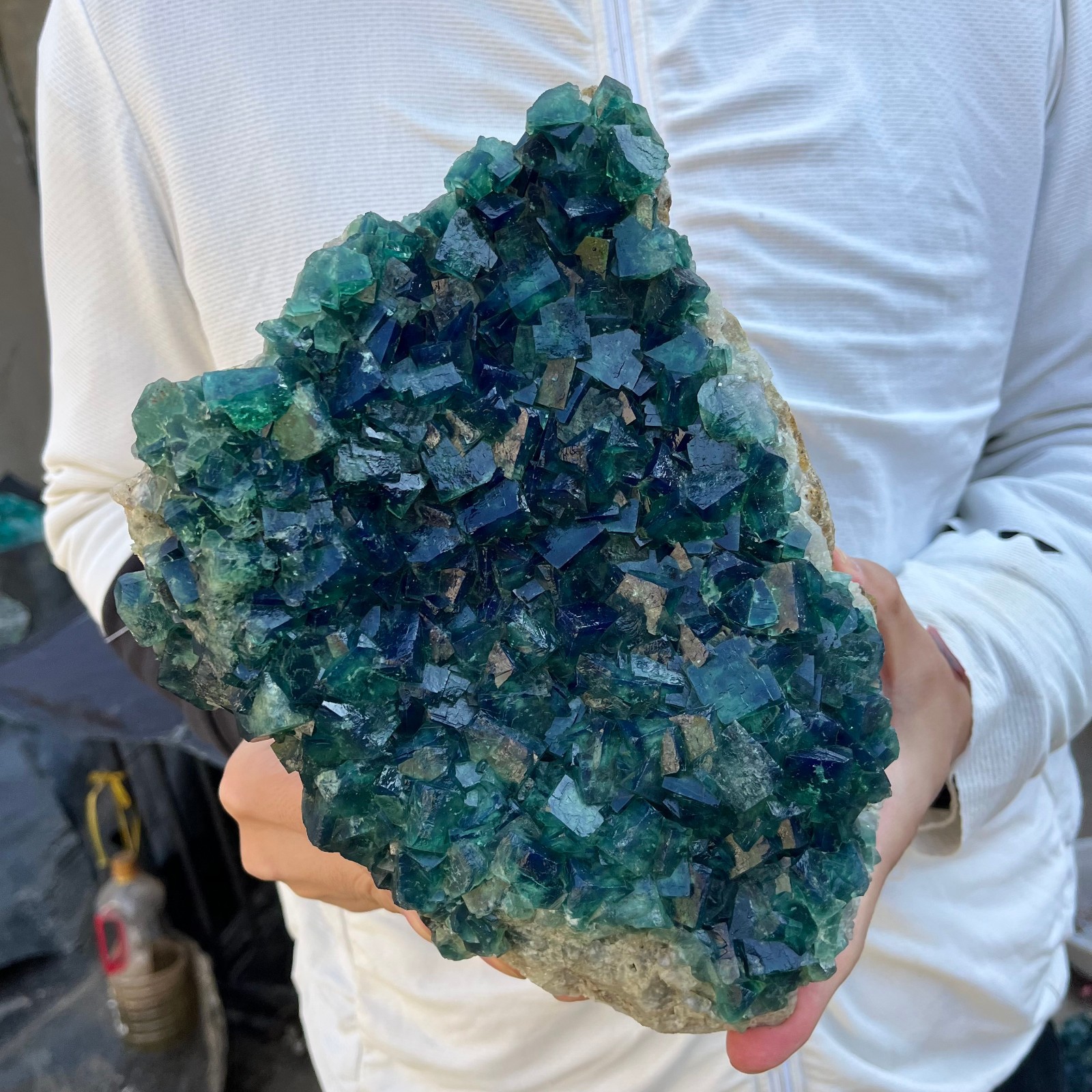 10.1LB  Natural green cubic fluorite quartz crystal cluster mineral specimen