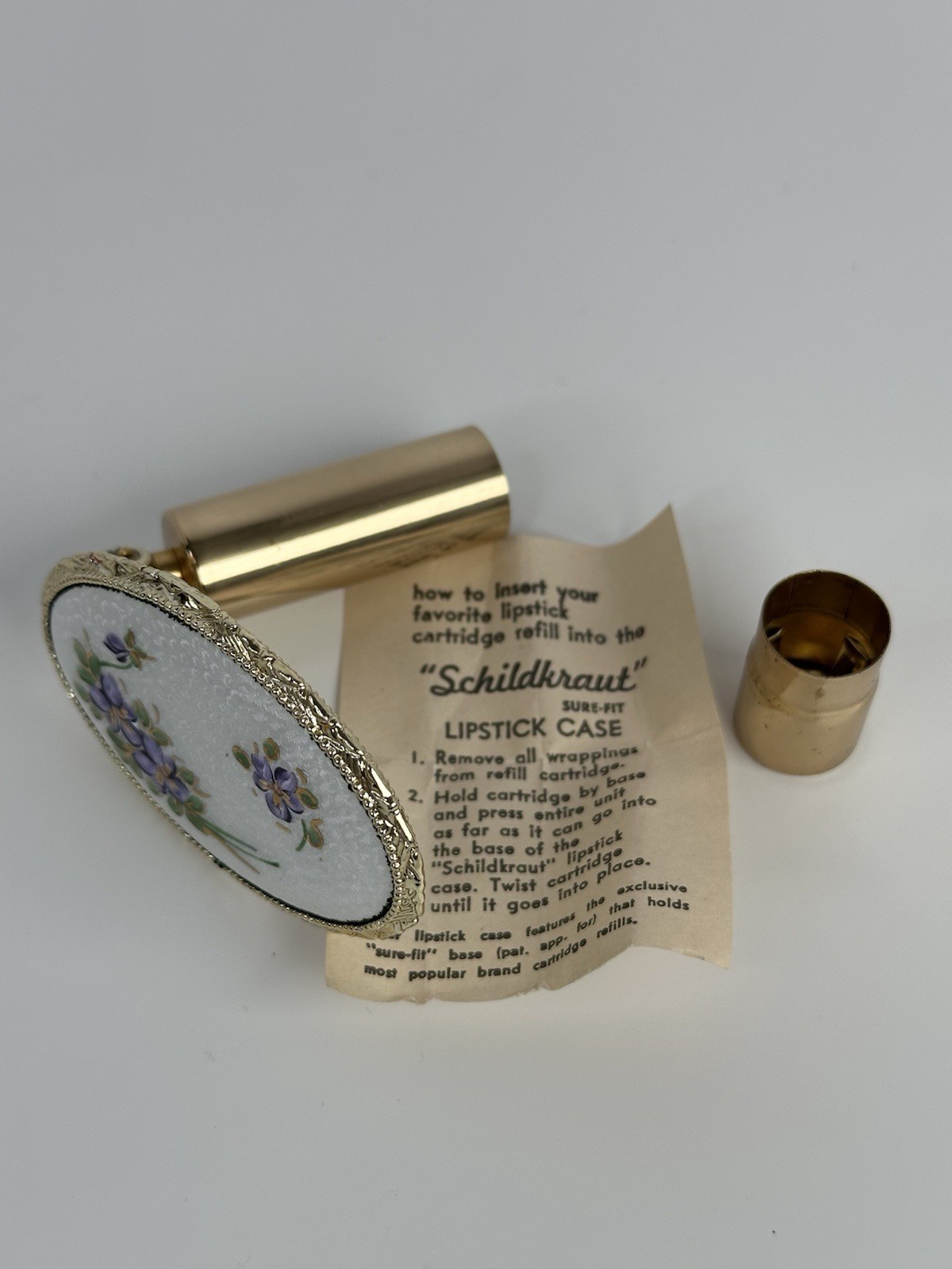Vintage Schildkraut Genuine Cloisonné Folding Lipstick Case with Mirror - NOS Vintage Schildkraut Genuine Cloisonné Folding Lipstick Case with Mirror - NOS