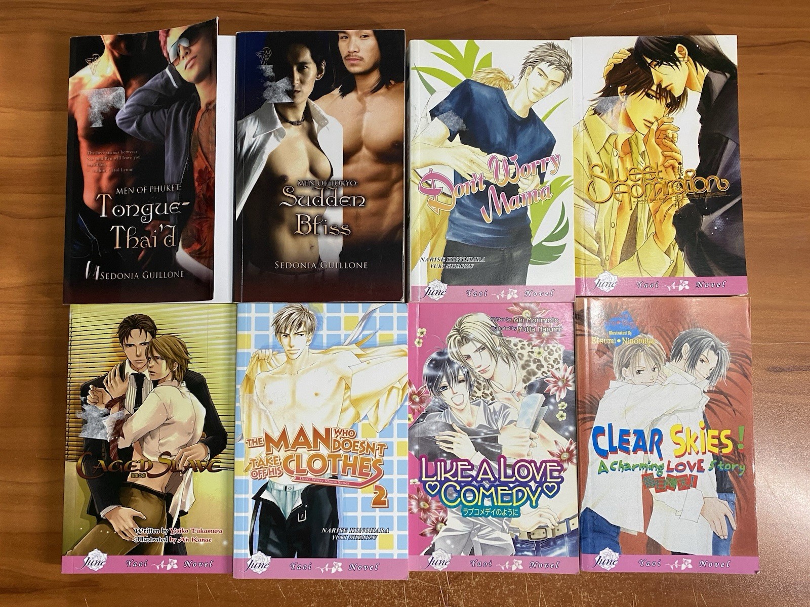 Lot of 8 Manga June Yaoi Novel Men Phuket Tokyo Caged Slave Clear Skies Paperbac