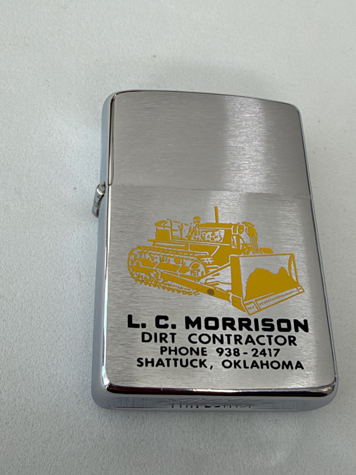 Zippo Caterpillar with D8 Dozer Design adv LC Morrison Dirt Contractor from 1963