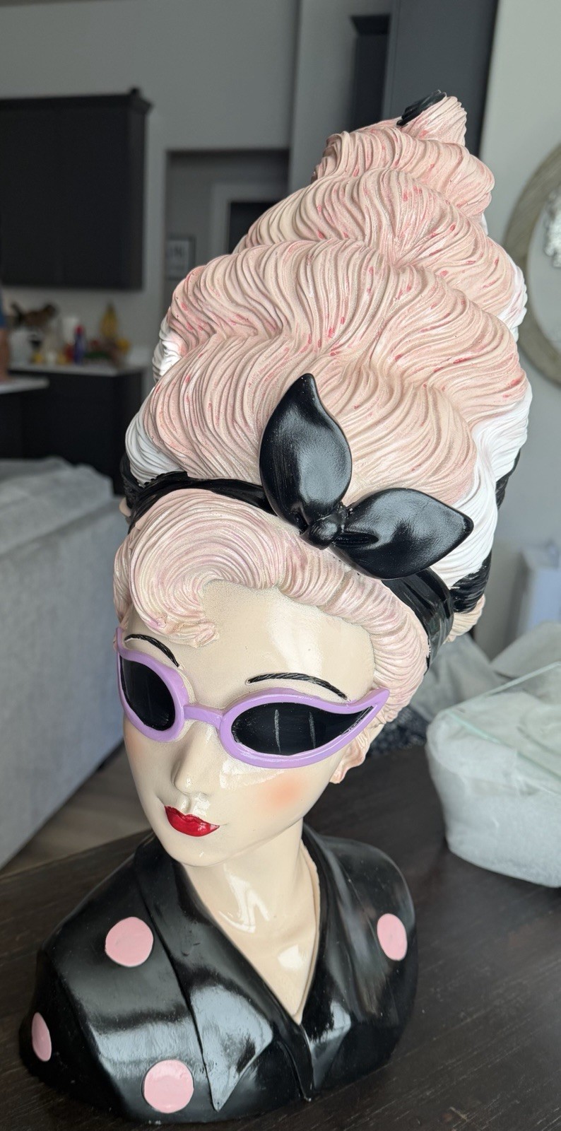Bella Lux Halloween 2026 Pink Hair Head Bust Retro Pink Sunglasses