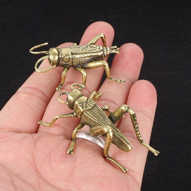 1 Pair Brass Cricket Figurine Small Statue Home Ornament Animal Figurines Gift