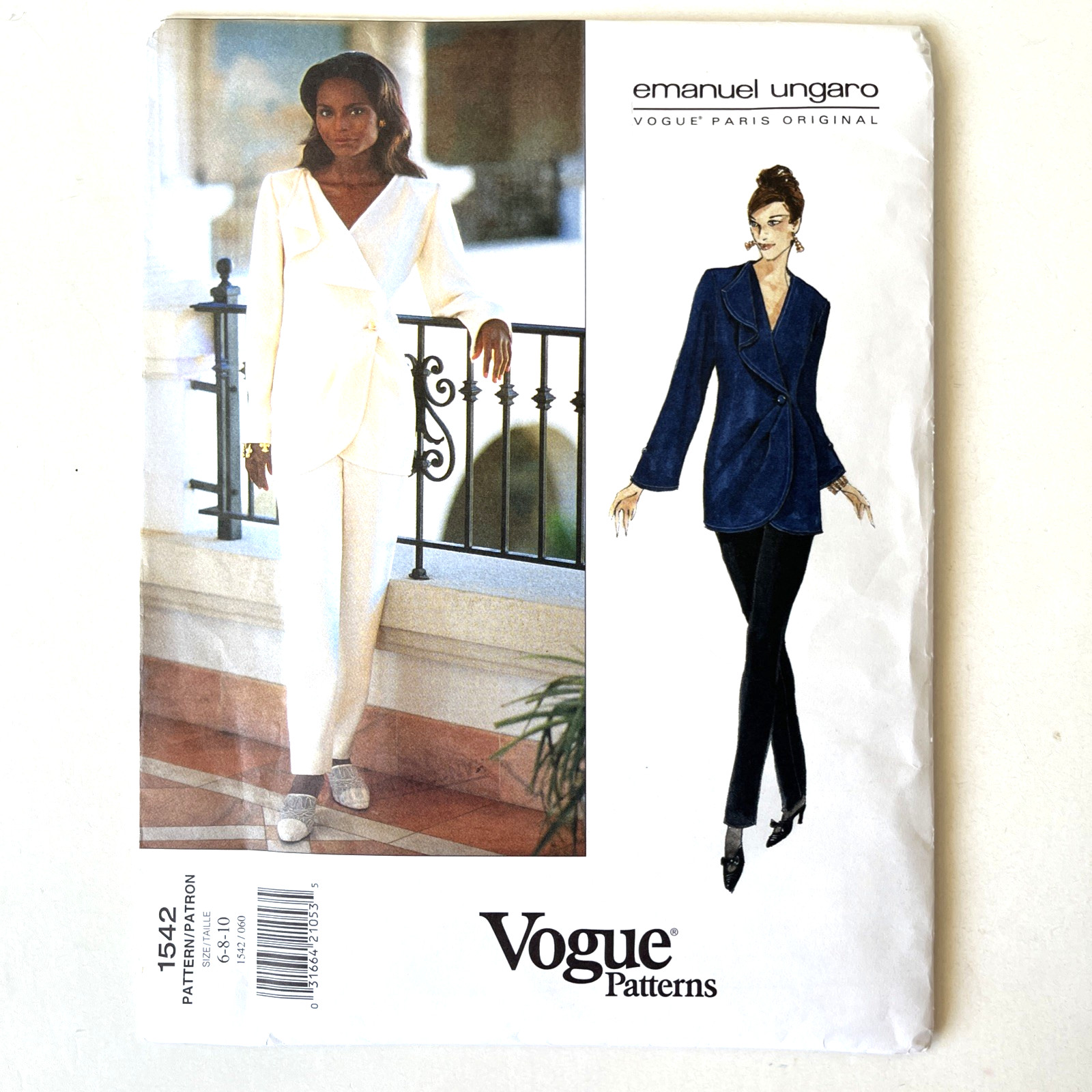 Emanuel Ungaro 1542 Vogue Paris Original Jacket Pants Vintage 1995 Sz. 6-8-10 FF