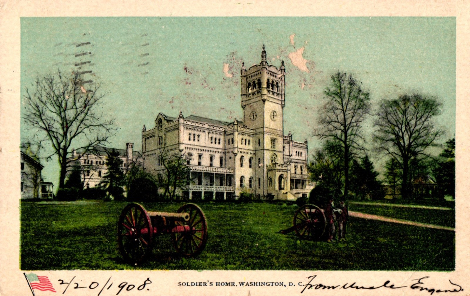 ANTIQUE UDB POSTCARD SOLDIERS' HOME WASHINGTON, D. C. POSTED 1908 M1 ANTIQUE UDB POSTCARD SOLDIERS' HOME WASHINGTON, D. C. POSTED 1908 M1