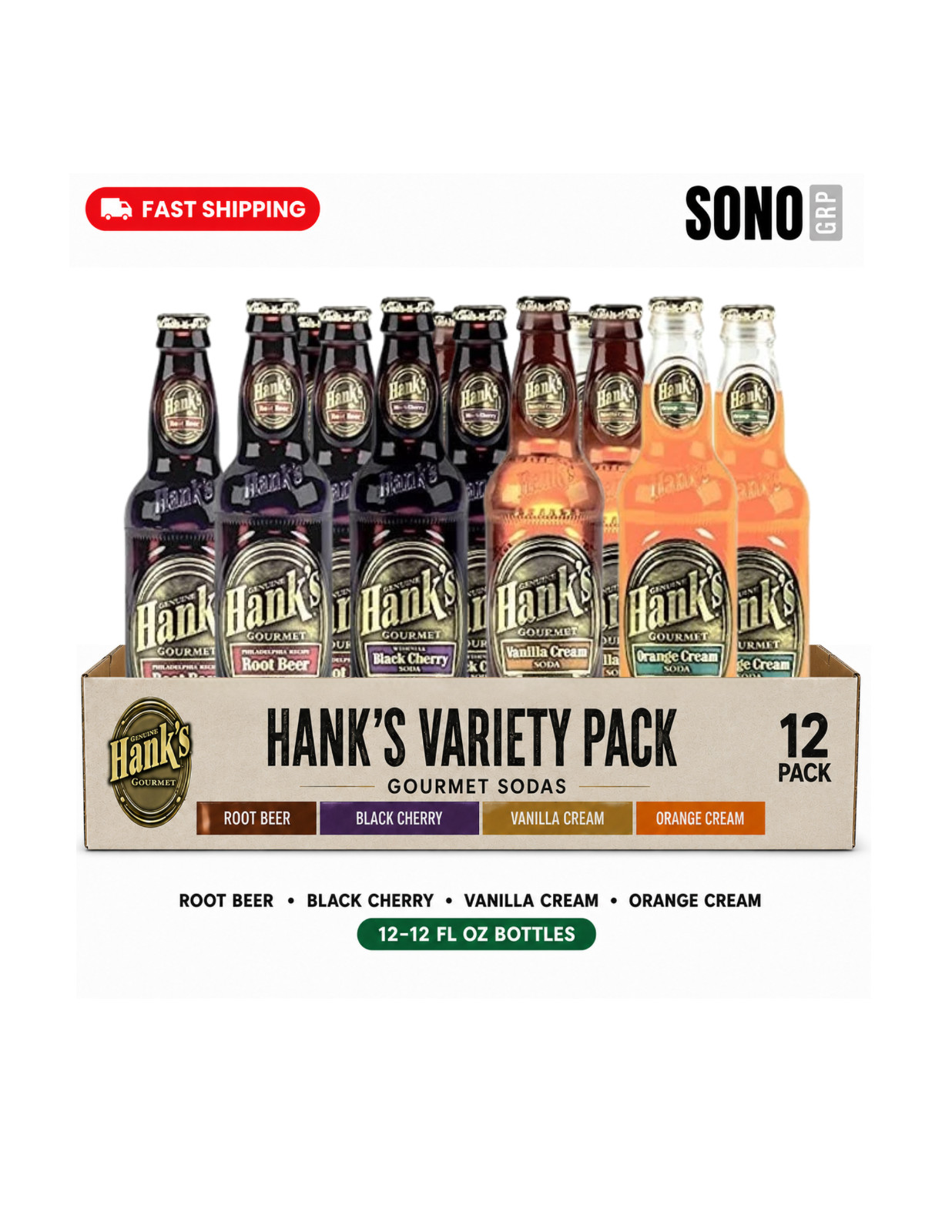 Hank's Gourmet Sodas Variety, 12 Pack 4 Flavors Hank's Gourmet Sodas Variety, 12 Pack 4 Flavors