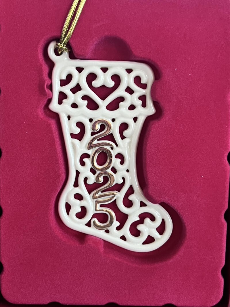 LENOX 2025  Flat Dated Pierced Ornament  Stocking  NEW
