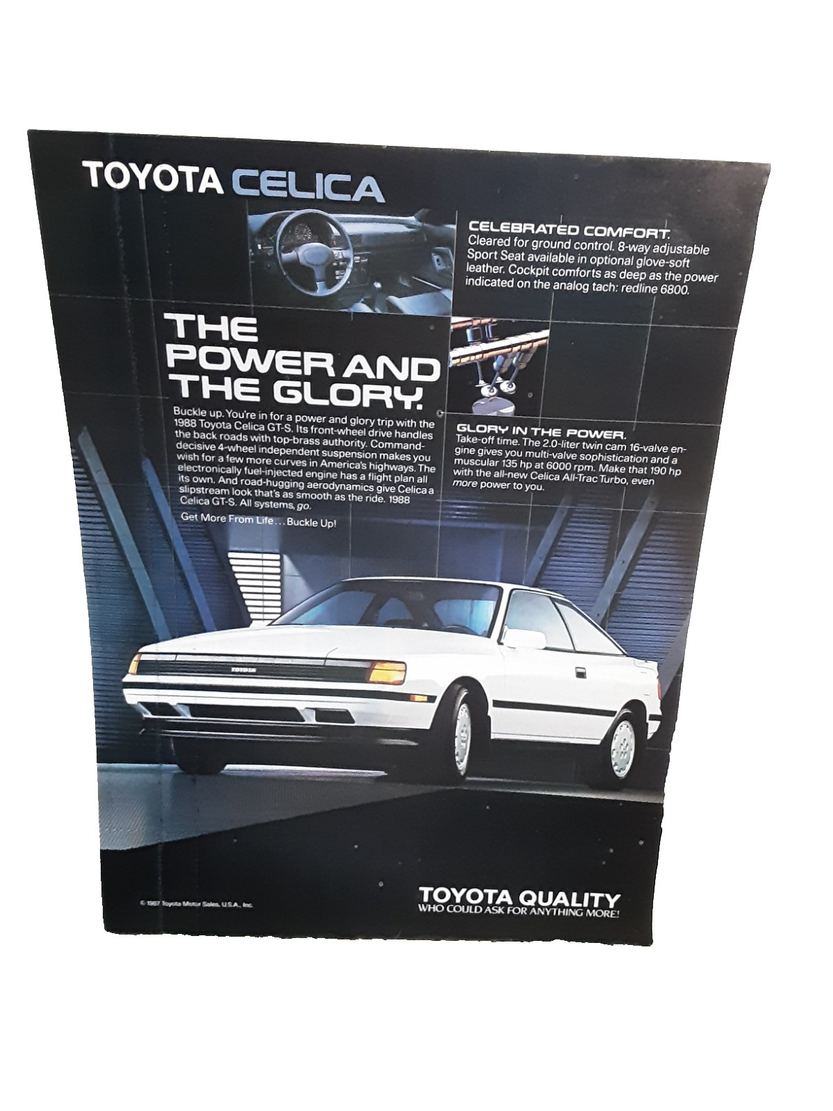 Vintage 1987 Toyota Celica GT-S Coupe Print Ad Original Auto