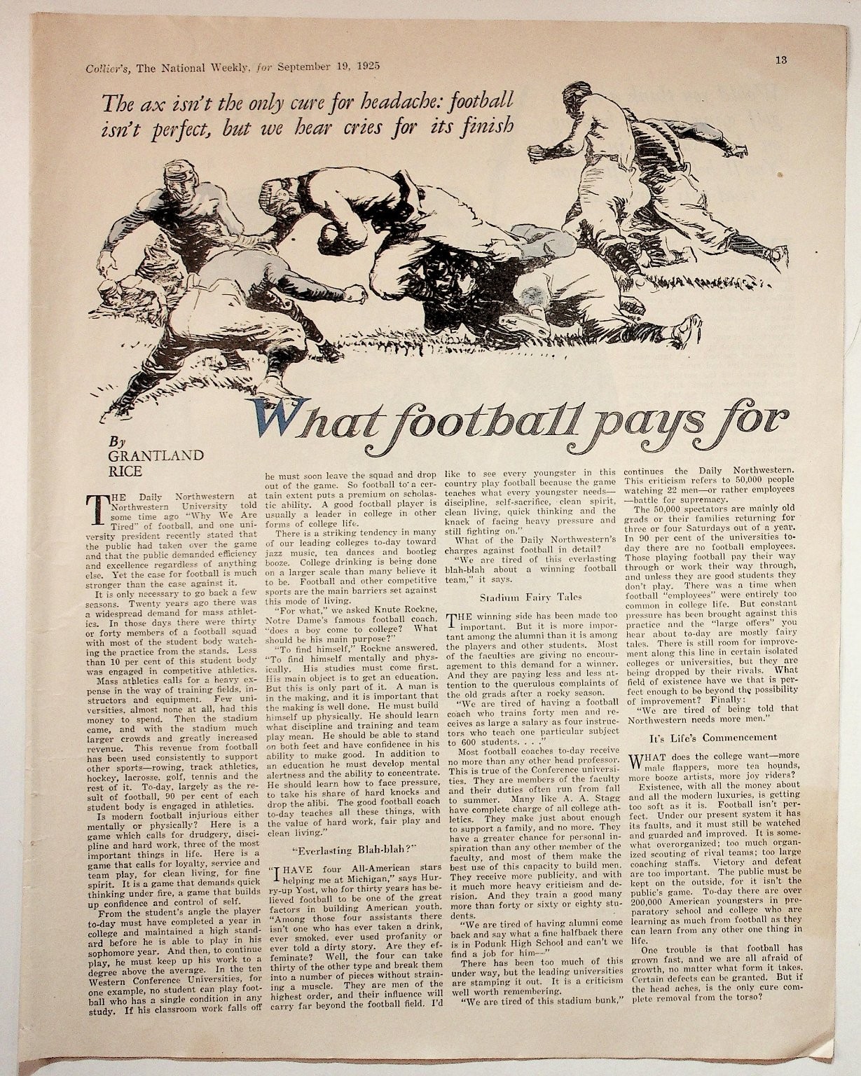 Collier's The National Weekly 1925 Vintage Print Article Football Essay Collier's The National Weekly 1925 Vintage Print Article Football Essay