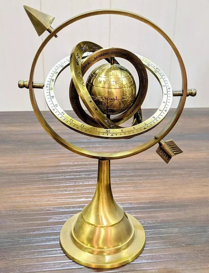 Antique Armillary Brass Sphere Astrolabe Maritime Nautical Globe Collectible