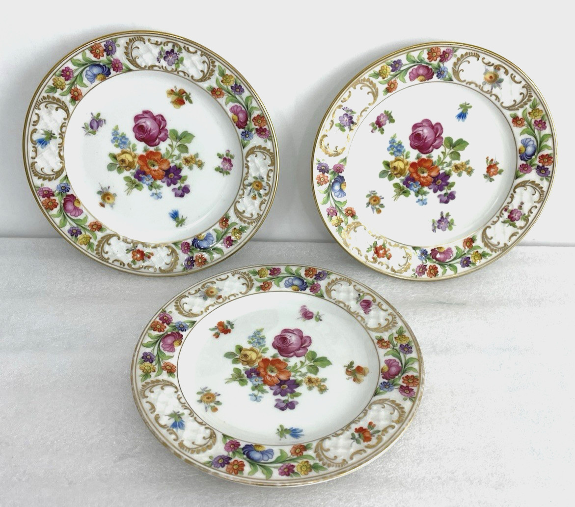 Schumann - Bavaria Chateau Dresden-Royal Dresdner Art Set of 3 Bread Plates \