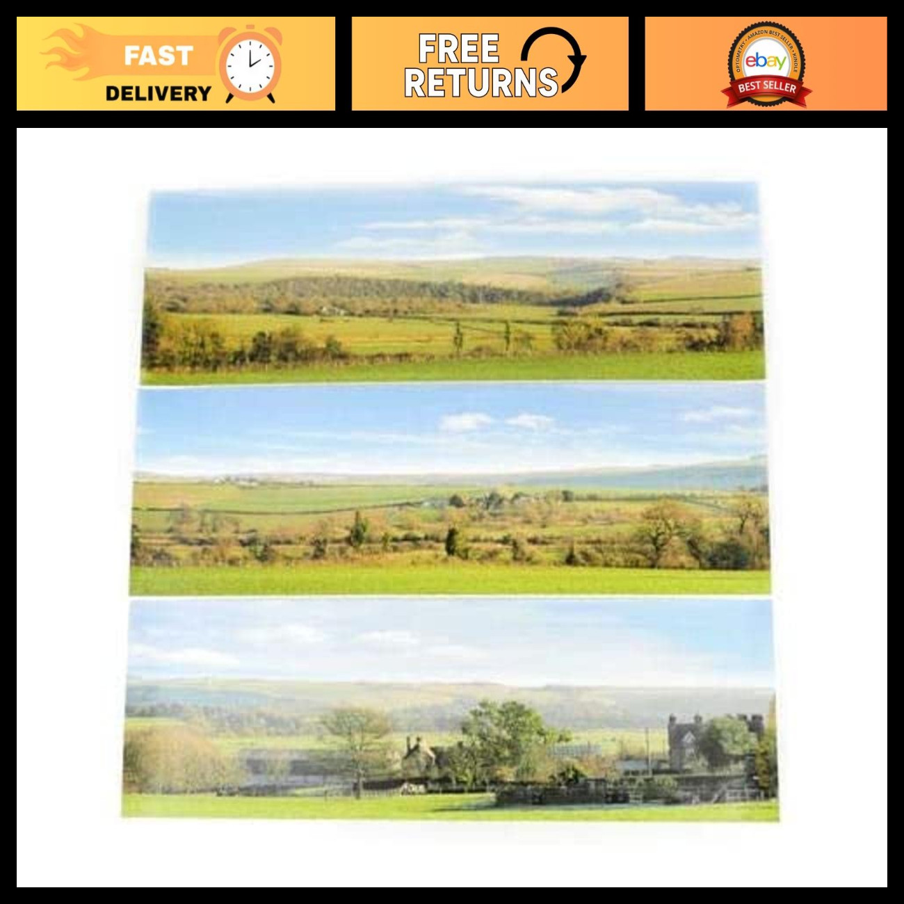 1372x152mm Countryside Back Scene - Scenic Model Railway Background Decor 1372x152mm Countryside Back Scene - Scenic Model Railway Background Decor