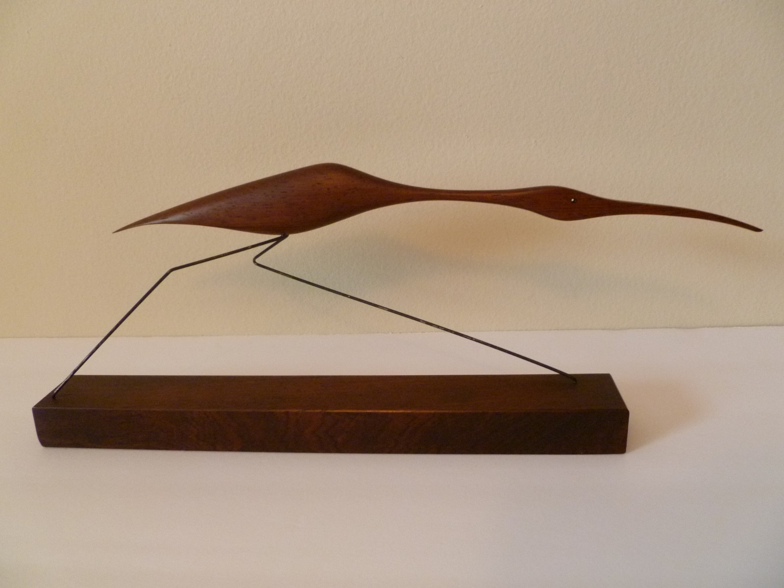 Modernist Vintage 1950s-1970s Original Wood and Wire Bird Sculpture Hand-Carved Modernist Vintage 1950s-1970s Original Wood and Wire Bird Sculpture Hand-Carved