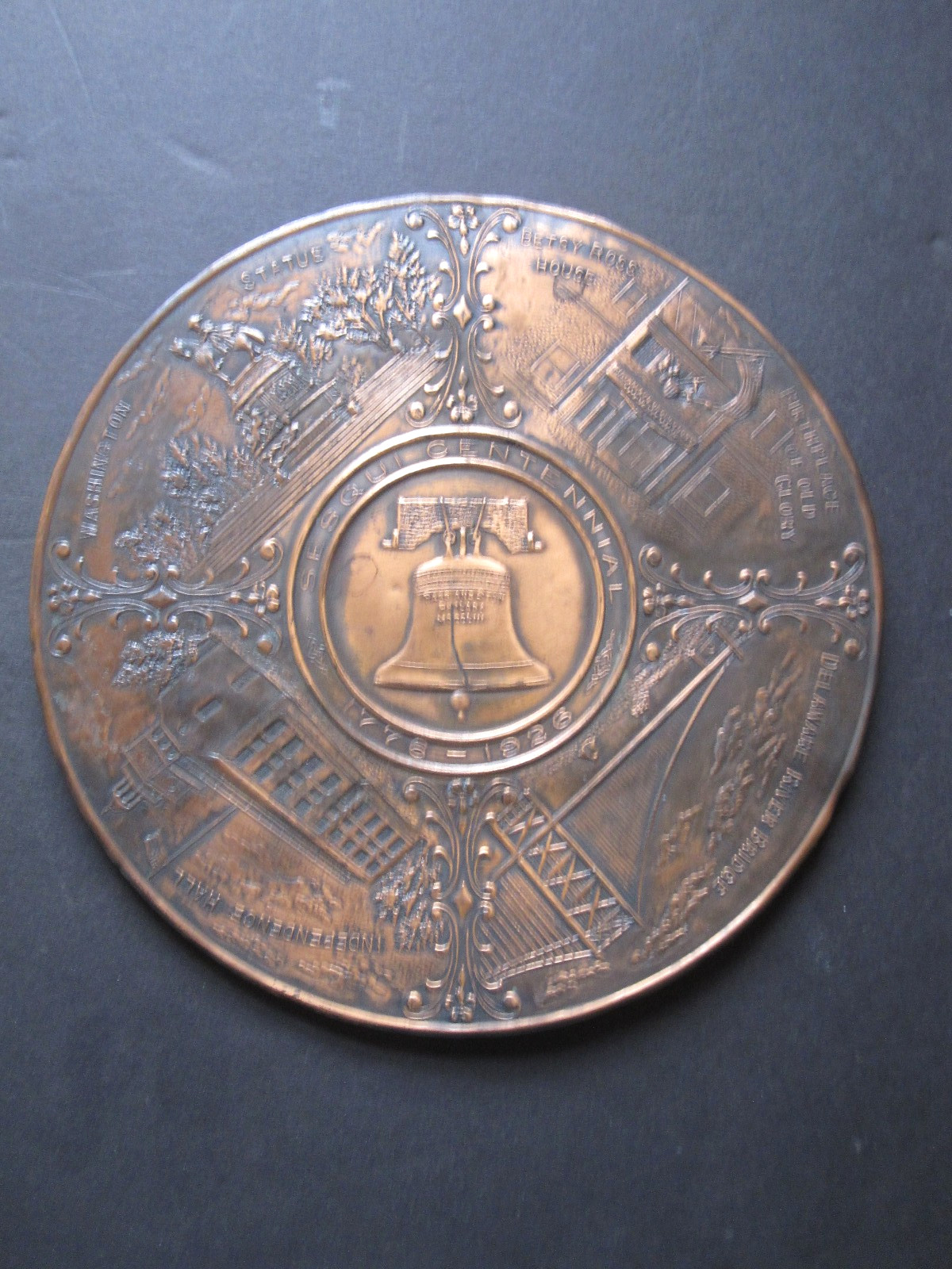 1776 1926 US 150 yr Independence Sesqui Centennial metal coaster w/ Liberty Bell