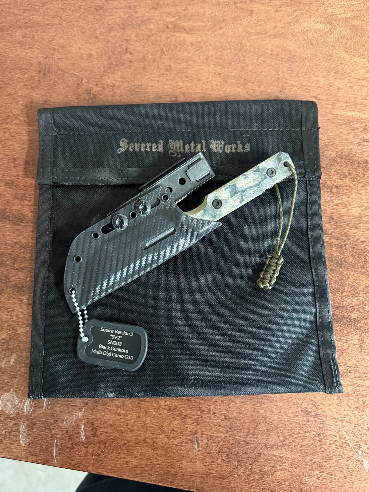 Severed Metal Works Fixed Blade Knife Squire Version 2 SV2 Black Gunkote