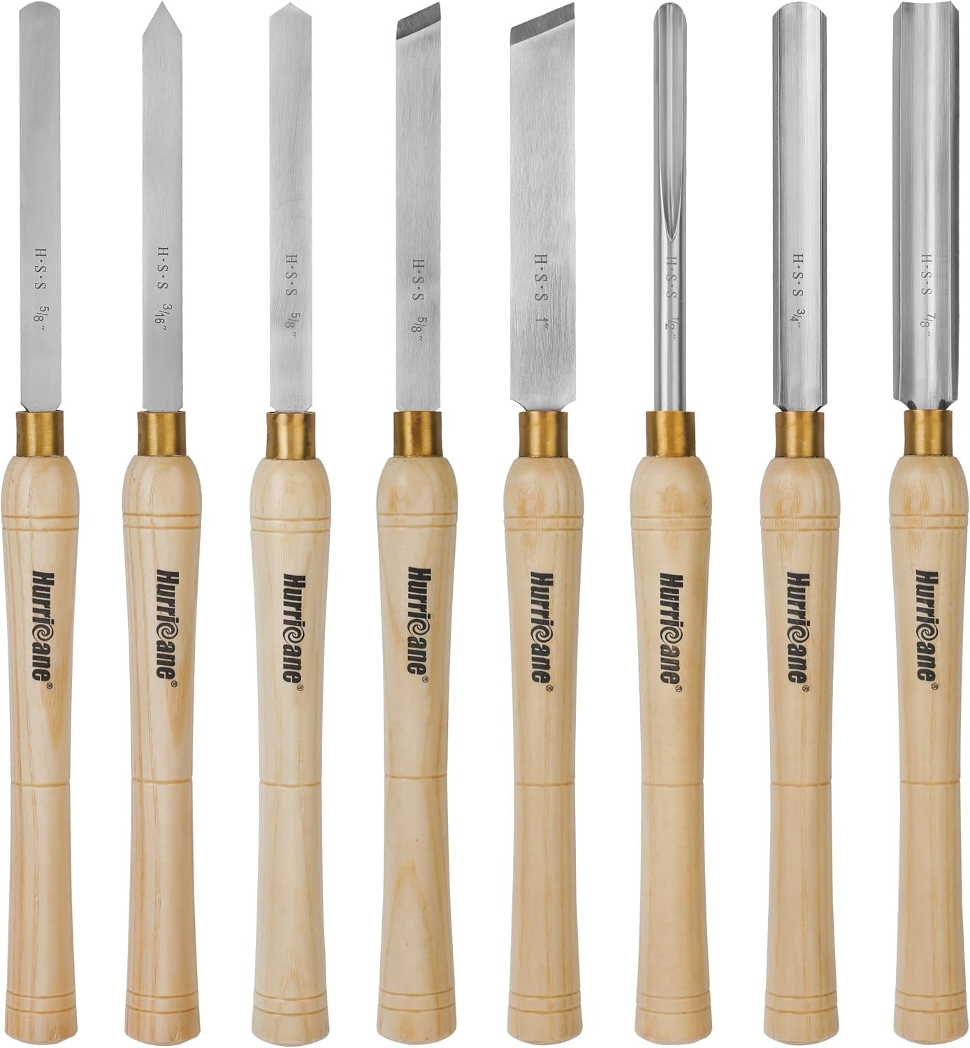 8Pc Wood Lathe Chisel Set, M2 HSS Wood Turning Tools with 10\