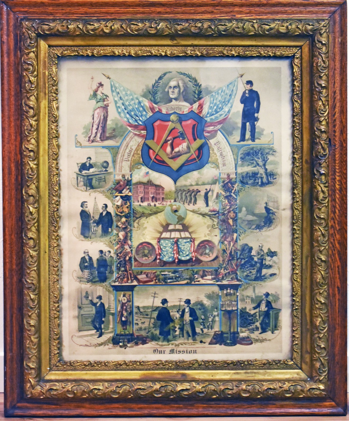 Original 1891 Junior Order of United American Mechanics chromolithograph Jr OUAM Original 1891 Junior Order of United American Mechanics chromolithograph Jr OUAM