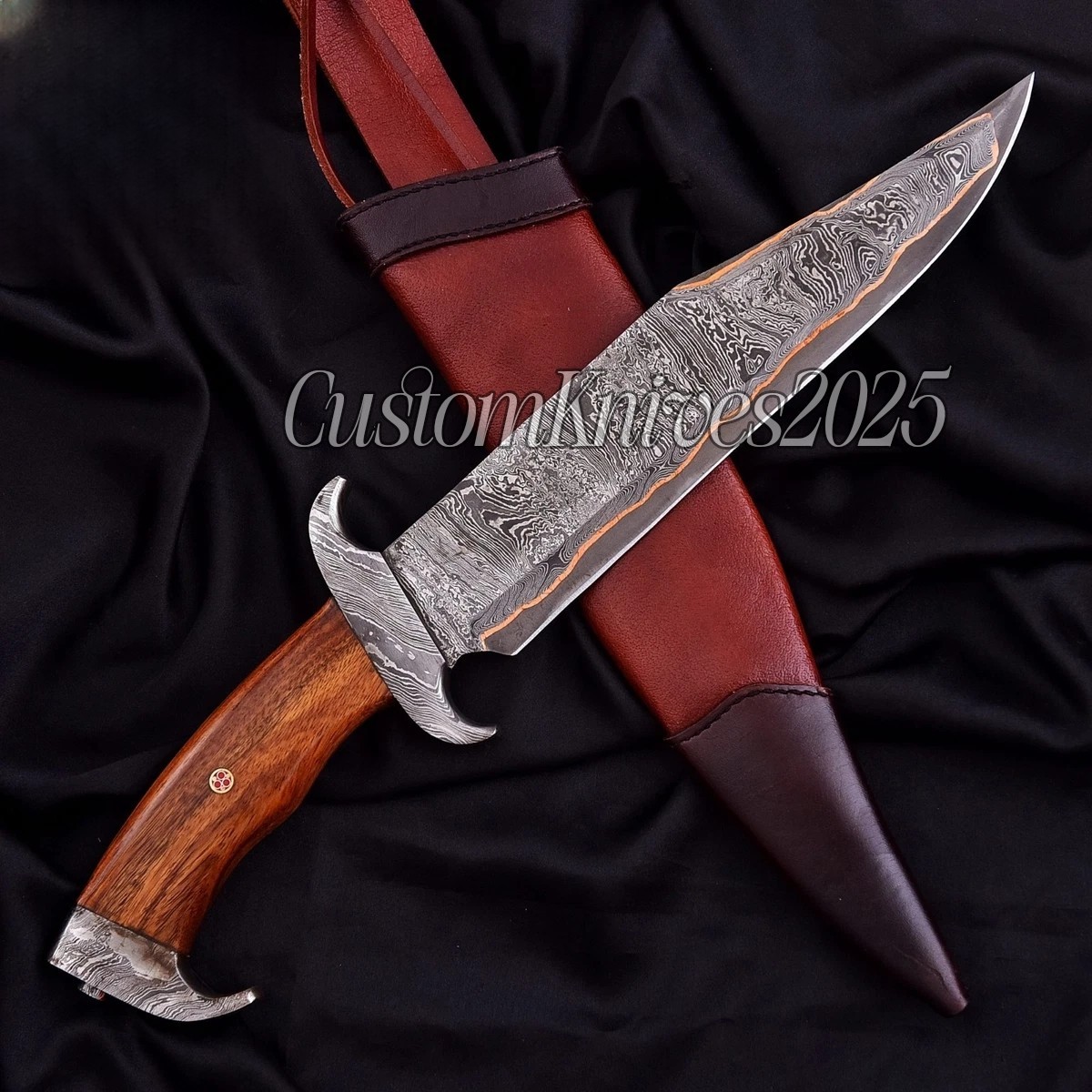Premim Quality Copper Damascus Fixed Blade Bowie Knife 17\