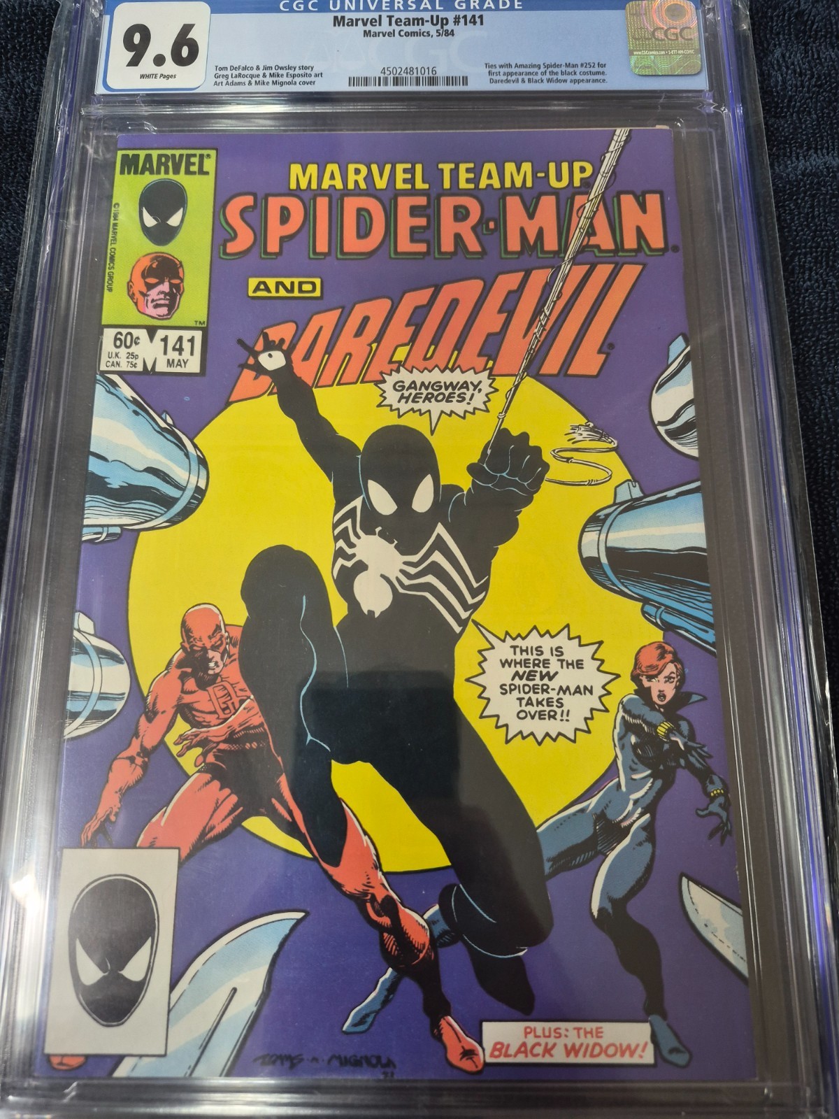 Marvel Team-Up 141 1984 CGC 9.6 White Pages Early Black Costume Appearance Marvel Team-Up 141 1984 CGC 9.6 White Pages Early Black Costume Appearance