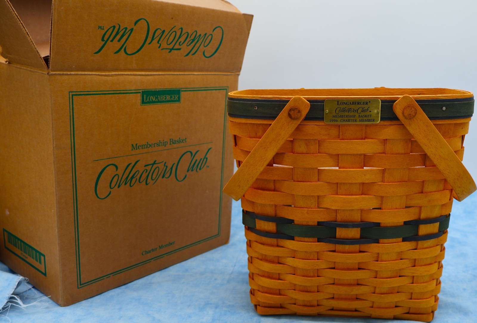 Longaberger 1996 Collectors Club Membership Basket – Charter Member – Box & Line