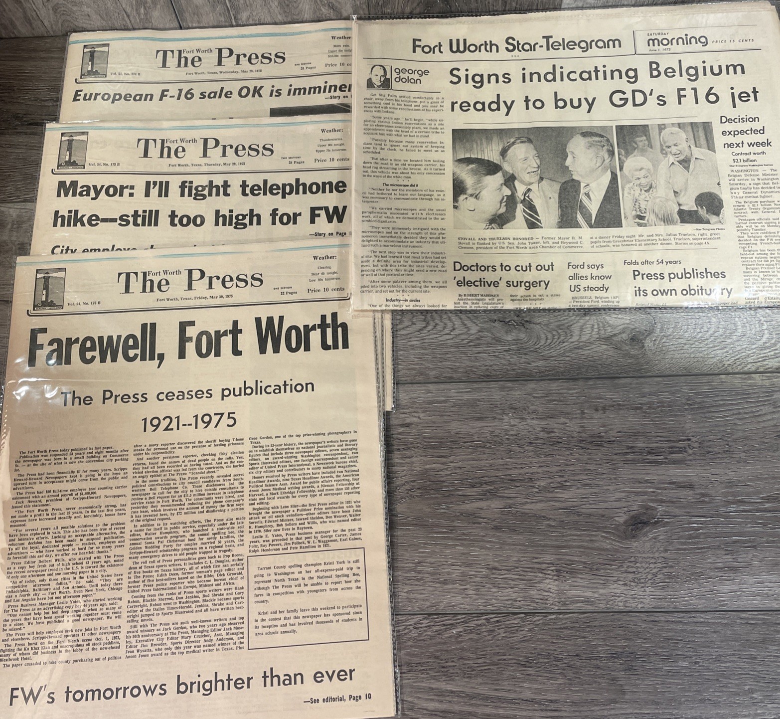 1975 Fort Worth Press Newspaper Lot (4) FINAL ISSUES Star-Telegram Obituary