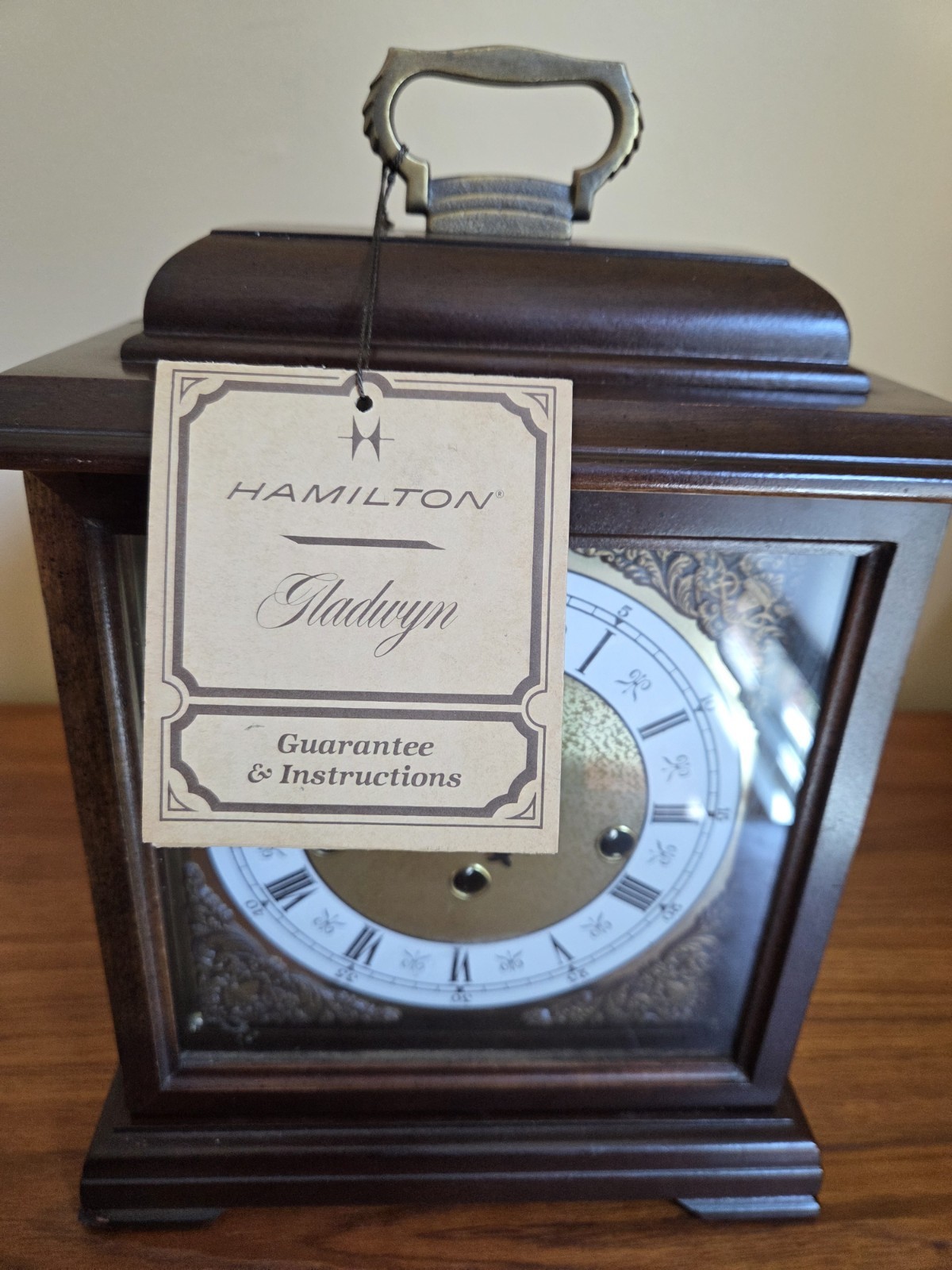 Vintage Hamilton Gladwyn Mantel Clock 1980 Westminster Chimes W/Key Working 