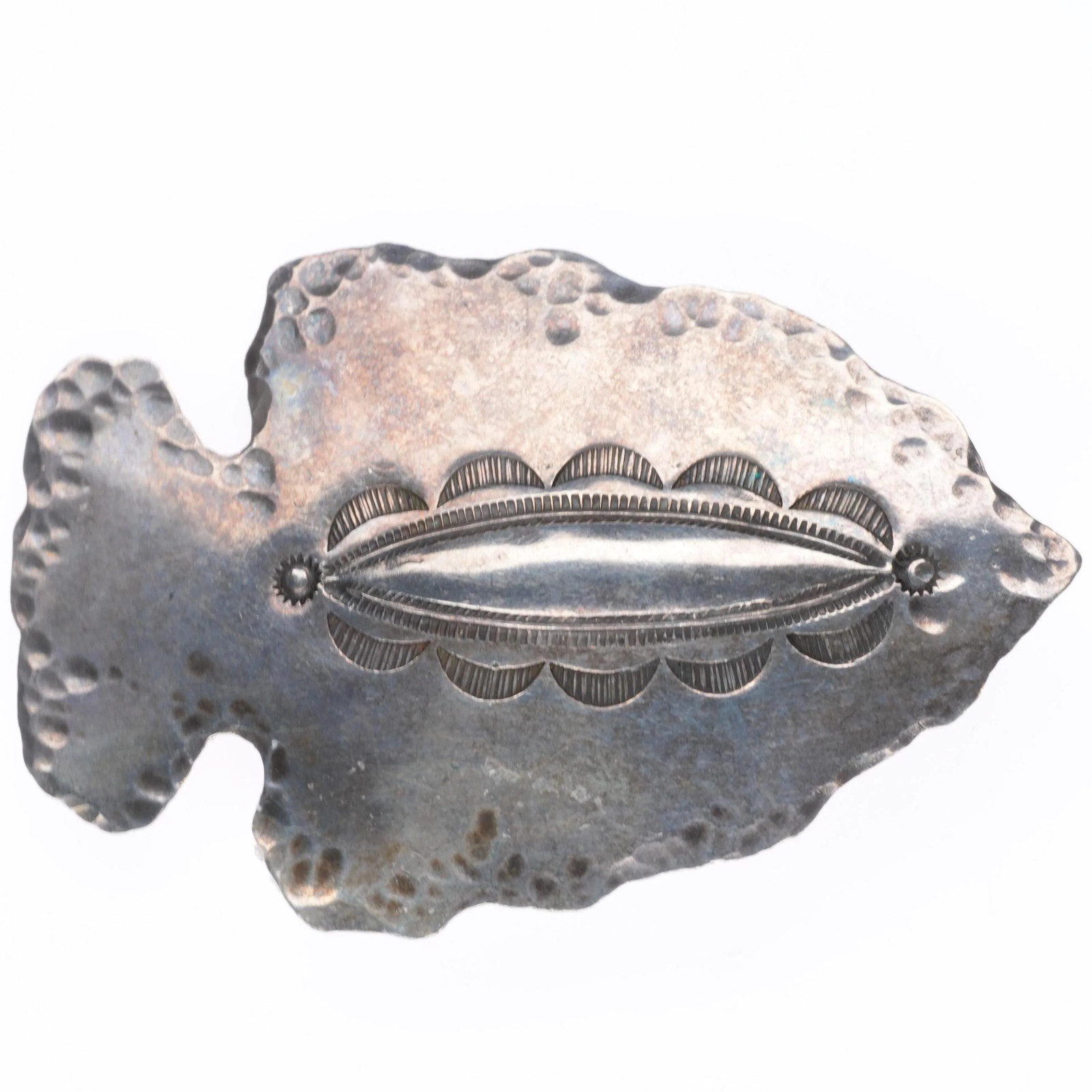 Vintage Navajo sterling silver deep stamped arrowhead pin/brooch Vintage Navajo sterling silver deep stamped arrowhead pin/brooch