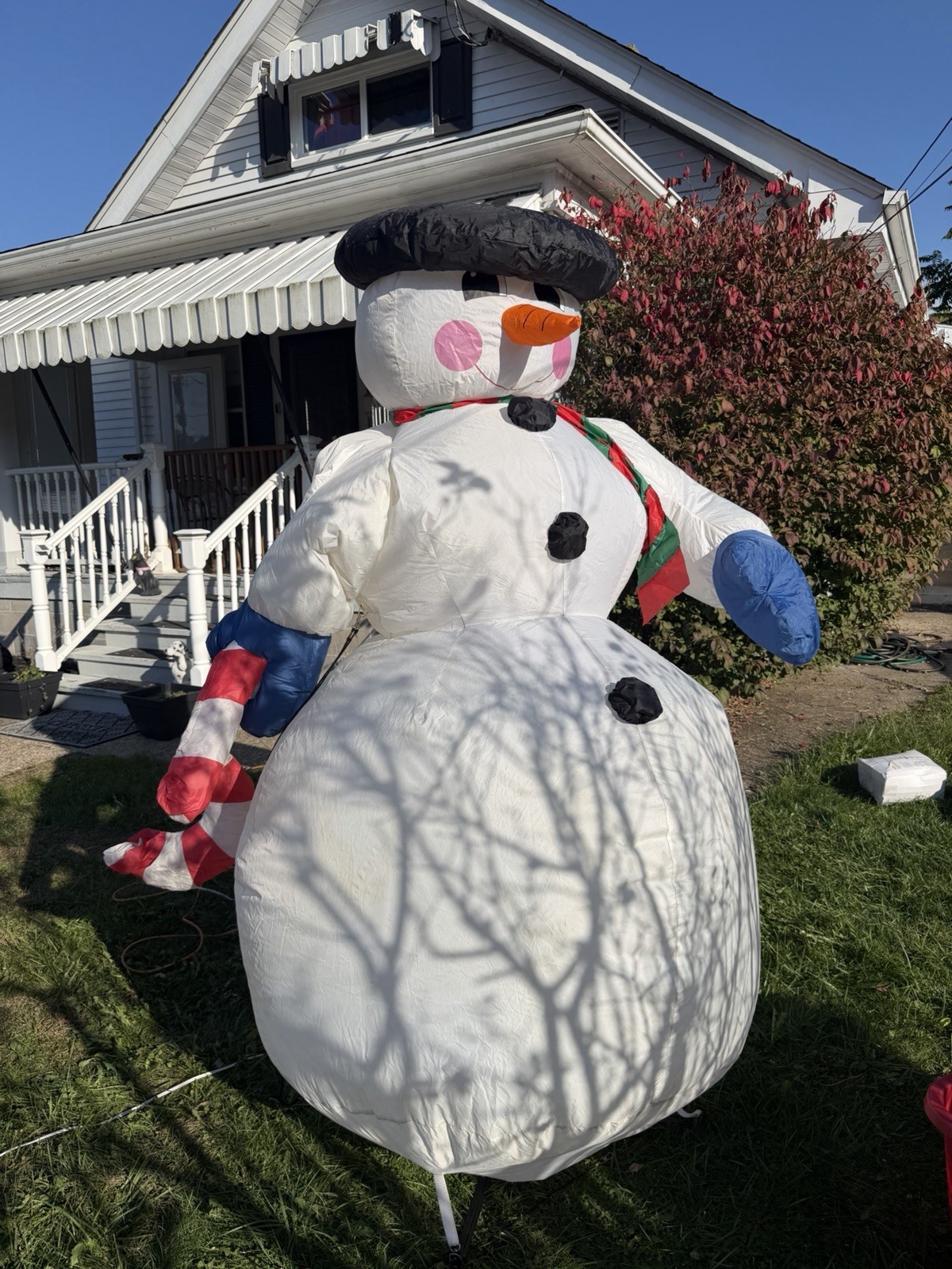 VTG  2002 GEMMY GIANT 8’ FT SNOWMAN WITH CANDY CANE  AIR BLOWN INFLATABLE PARTS