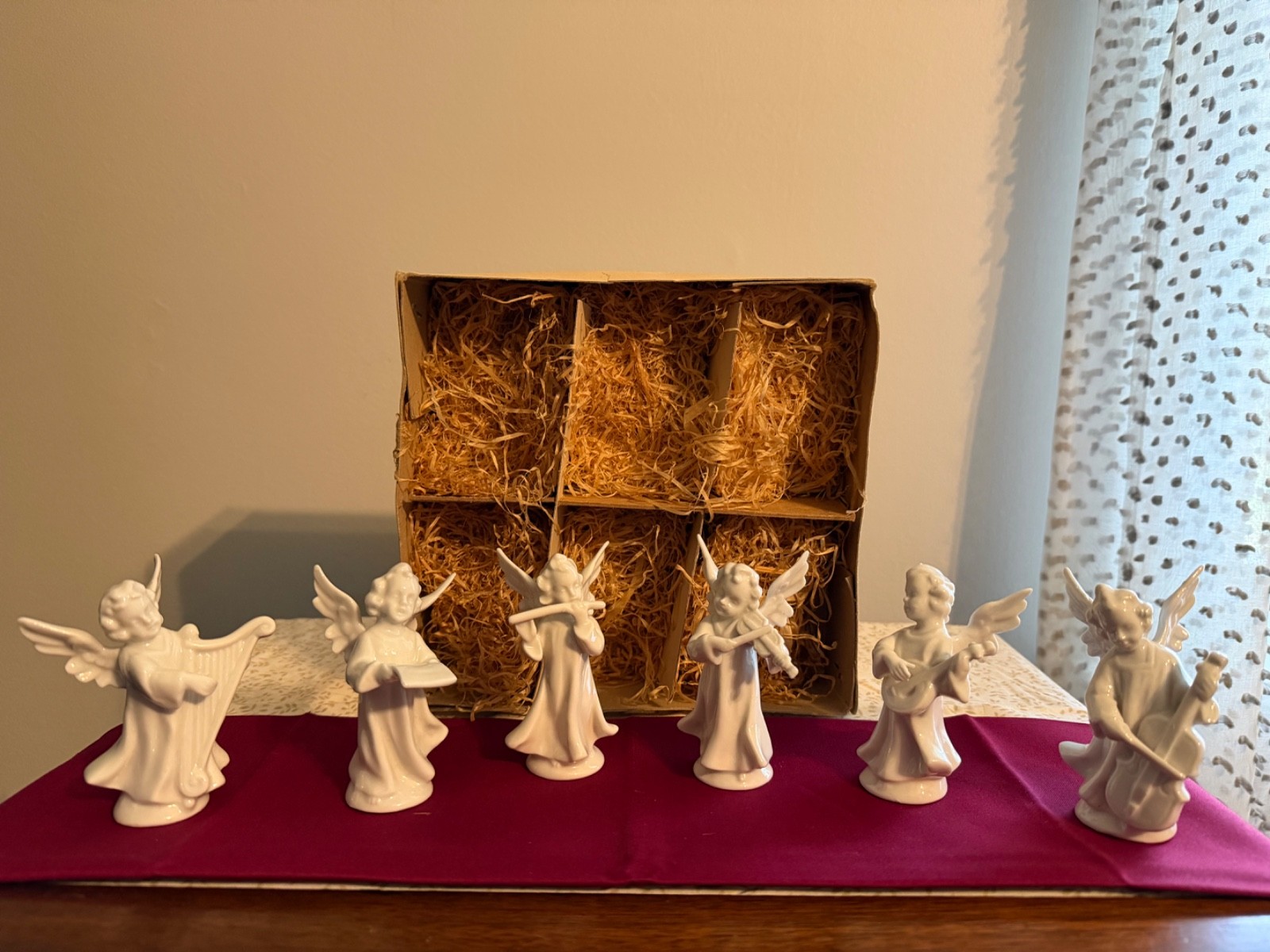 Vintage 1957 Goebel White Porcelain Angel Orchestra Set of 6 Stamped W. Germany Vintage 1957 Goebel White Porcelain Angel Orchestra Set of 6 Stamped W. Germany