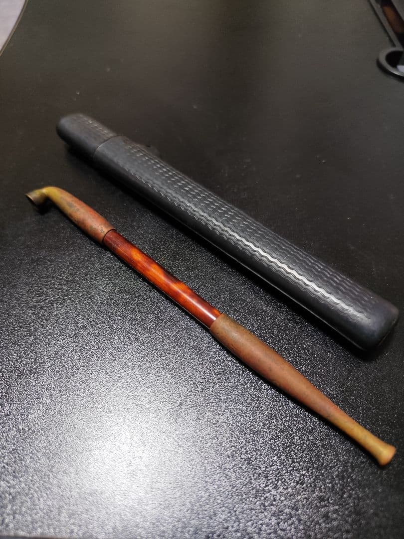 Antique Japanese Kiseru Smoking Pipe with Case