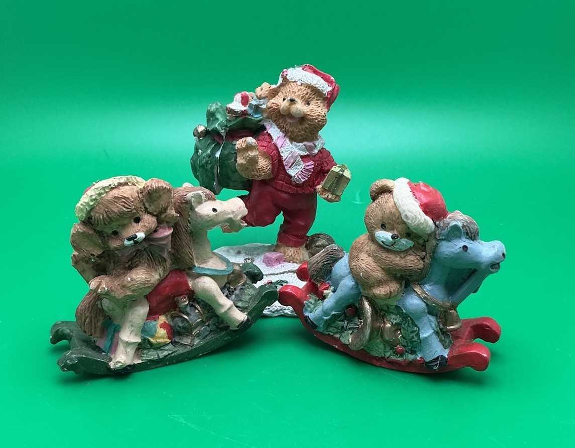 Vintage Santa Teddy & Friends Christmas Figurines Ornaments Vintage Santa Teddy & Friends Christmas Figurines Ornaments
