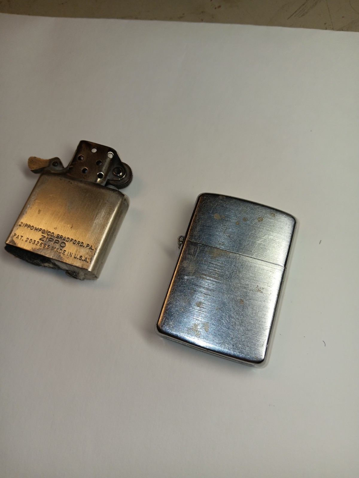 Original Vtg Old Zippo 3 Three Barrel Hinge Lighter Complete 14 Hole Inside RARE