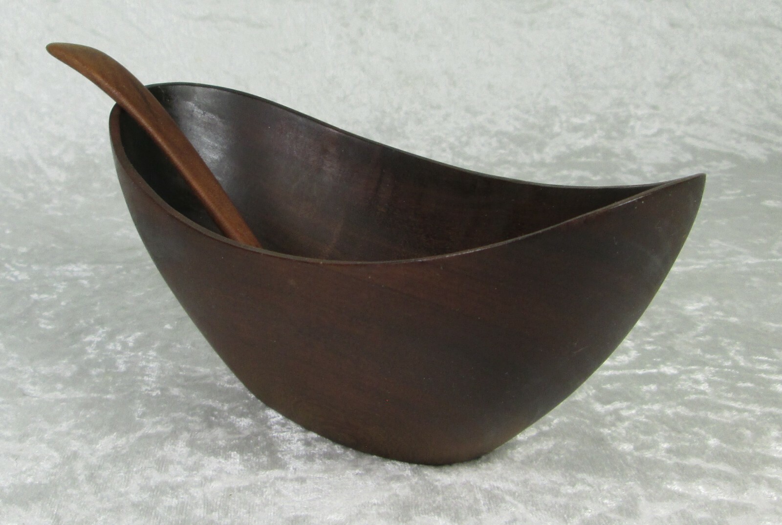 Danish Modern Teak Serving Bowl / Dish and Spoon 8-1/4 inch Long Vintage MCM Danish Modern Teak Serving Bowl / Dish and Spoon 8-1/4 inch Long Vintage MCM