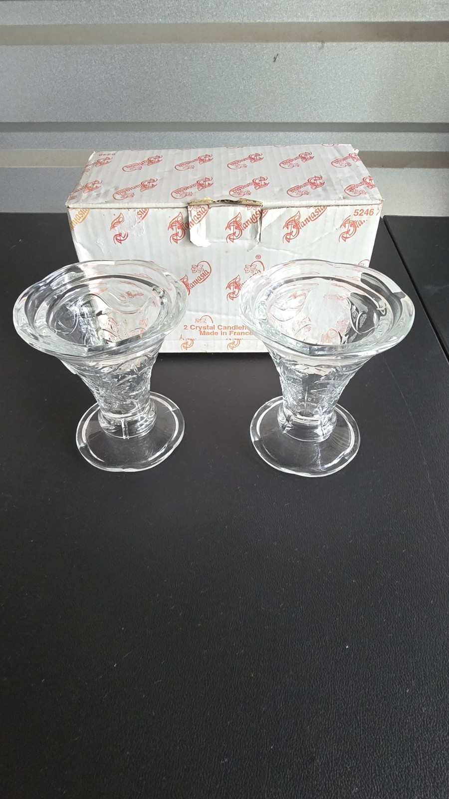 Princess House Crystal Clear 2 Fantasia 2 Way Candleholders NIB 5246 Princess House Crystal Clear 2 Fantasia 2 Way Candleholders NIB 5246