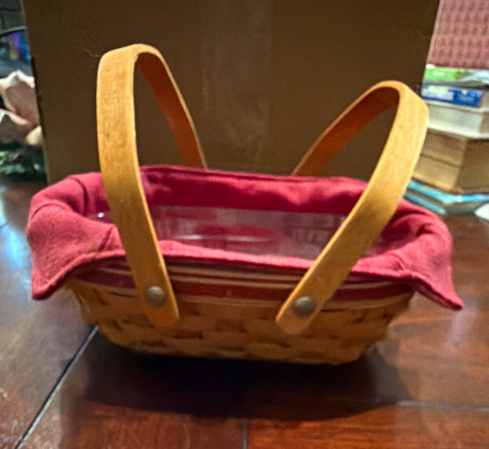 Longaberger 2004 Tree Trimming Small Handmade Basket w/ Liner & Protector